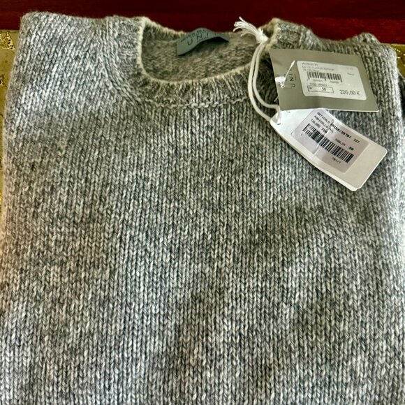 NEW UNIT of Germany by Gran Sasso, 100% Virgin Wool CrewNeck Sweater, Gray,SZ 50 - Picture 2 of 10
